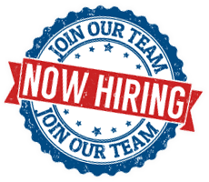 Now Hiring Badge Whiteglow